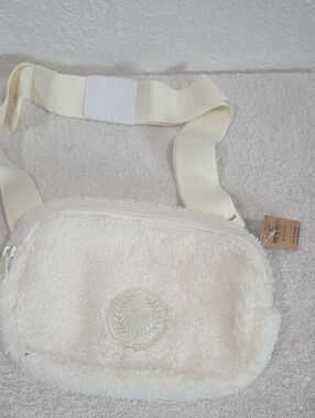 PINK Victoria's Secret Cream Sherpa Crossbody Belt Bag